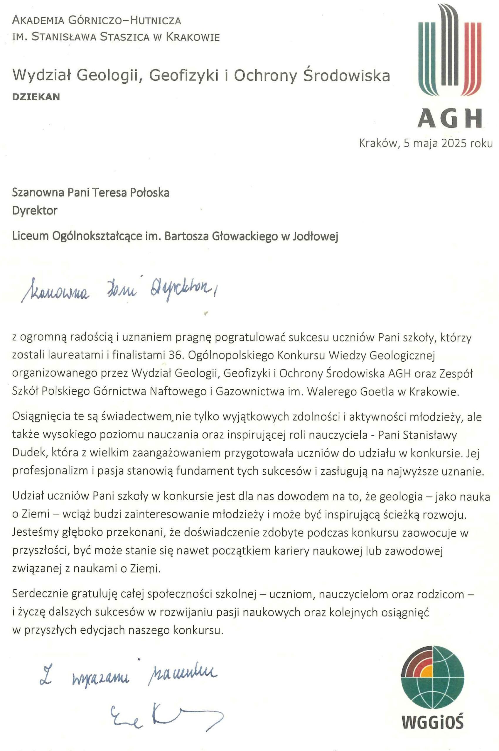 Ogólnopolski Konkurs Wiedzy Geologicznej – AGH Kraków